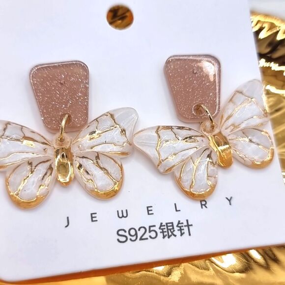 New BUTTERFLY dangle earrings with 925 silver posts - Picture 9 of 12